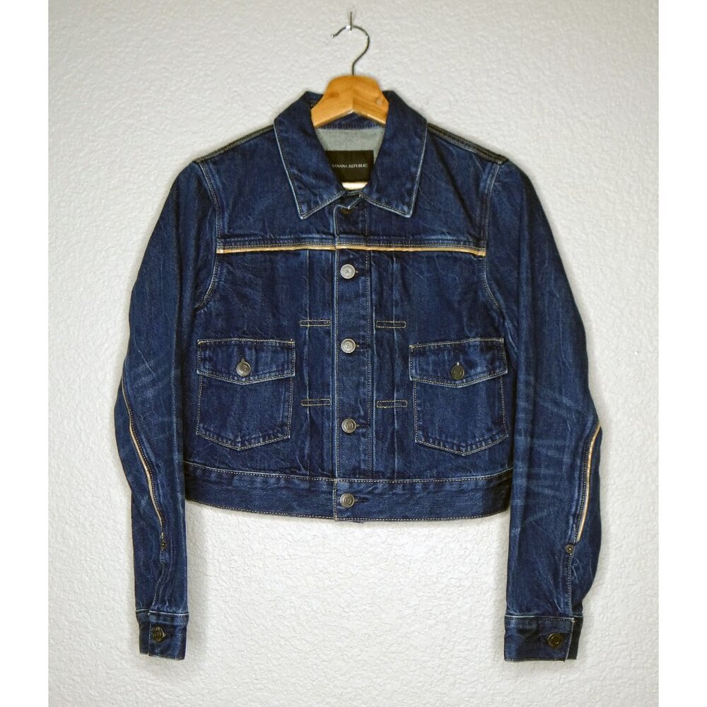 Banana Republic Roper Denim  Jacket Cropped Medium Wash Jean Jacket Size XS NWT